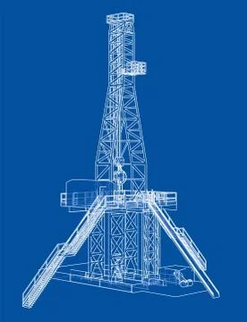Oil rig concept. Vector rendering of 3d Stock Illustration