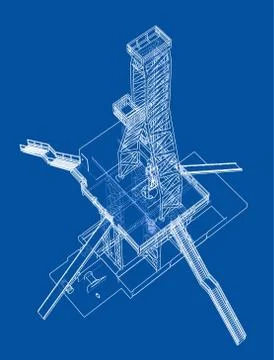 Oil rig concept. Vector rendering of 3d Stock Illustration