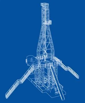 Oil rig concept. Vector rendering of 3d 스톡 일러스트