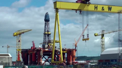Oil rig construction gantry crane Belfast Stock Footage 60402805