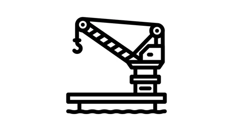 Oil rig crane petroleum engineer line icon animation 動画素材 326762693