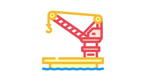 Oil rig crane petroleum engineer color icon animation 動画素材 327268992
