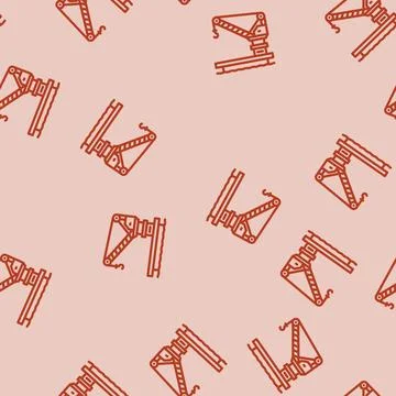 Oil rig crane petroleum engineer line vector seamless pattern Illustrazione stock