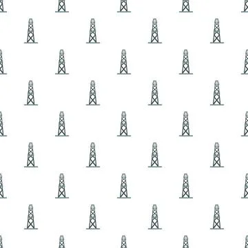 Oil rig derricks forming a seamless industry pattern Stock Illustration