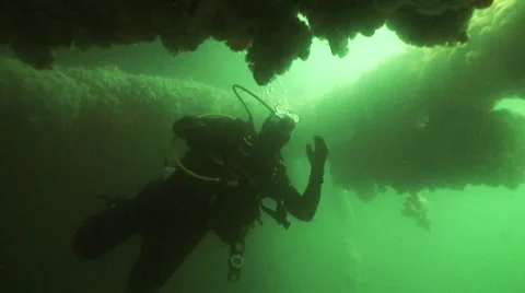 Oil Rig Diving clip03 Stock Footage 41389955