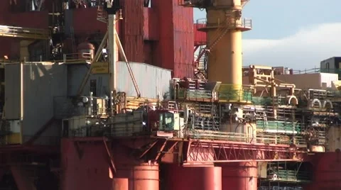 Oil Rig In Harbour Stock Footage 44443256