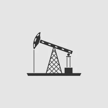 Oil Rig icon flat Stock Illustration