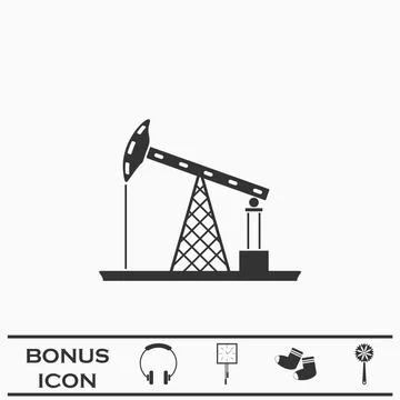 Oil Rig icon flat Stock Illustration