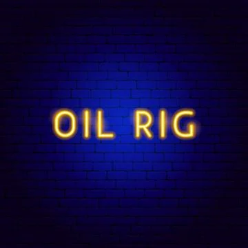 Oil Rig Neon Text Stock Illustration
