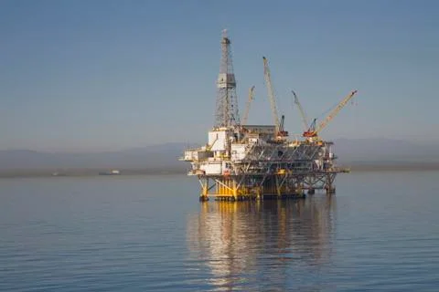 Oil rig on the ocean Stock Photos