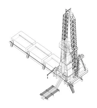 Oil rig. Orthography vector Illustrazione stock