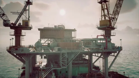 Oil Rig Platform Extracting Offshore Oil Stock Footage 304467726