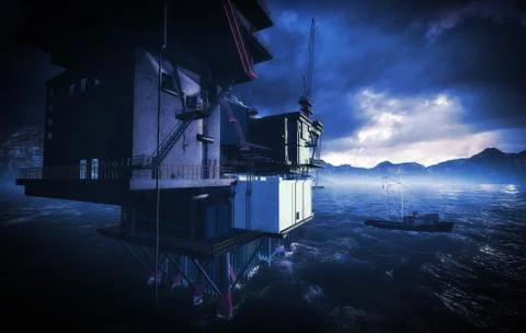 Oil rig platform Stock Illustration