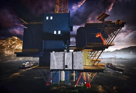 Oil rig platform Stock Illustration