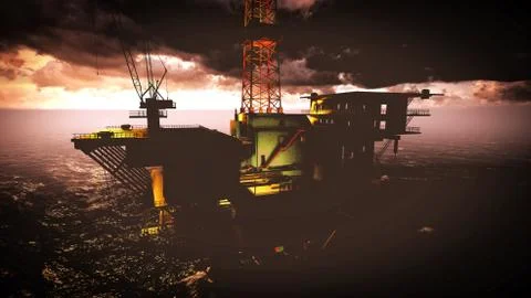 Oil rig platform Stock Illustration