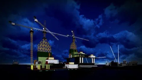 Oil rig  platform Stock Illustration