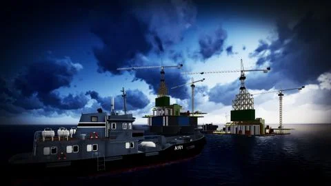 Oil rig  platform Stock Illustration