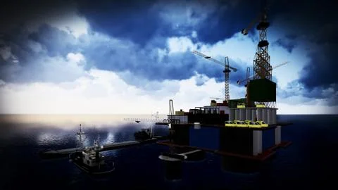 Oil rig  platform Stock Illustration