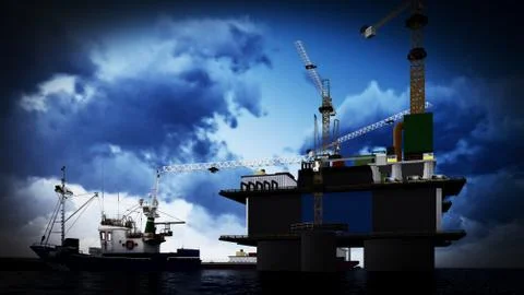Oil rig  platform Stock Illustration
