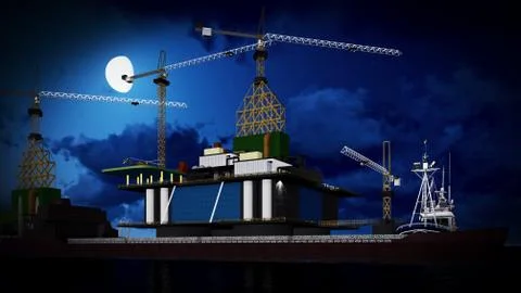 Oil rig  platform Stock Illustration