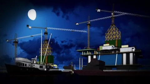 Oil rig  platform 库存插图