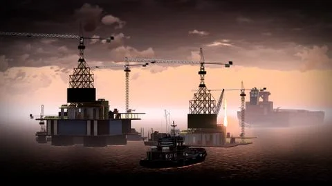 Oil rig  platform Stock Illustration