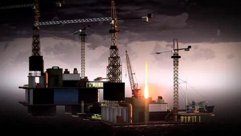 Oil rig  platform Stock Illustration