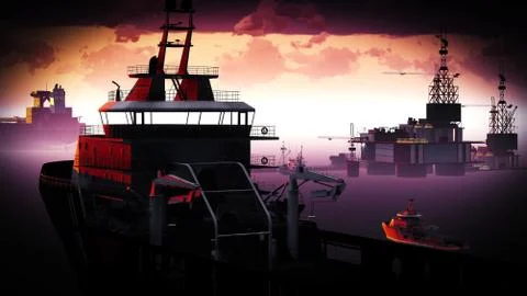 Oil rig  platform Stock Illustration