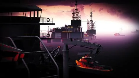 Oil rig  platform Stock Illustration
