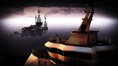 Oil rig  platform 库存插图