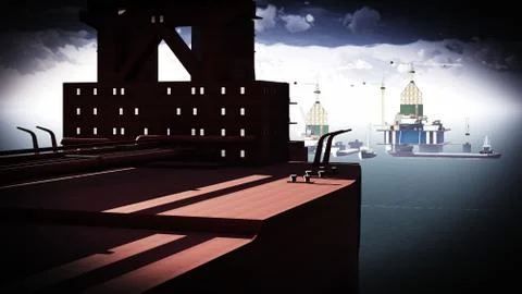 Oil rig  platform 库存插图