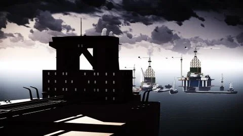 Oil rig  platform Stock Illustration