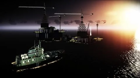 Oil rig  platform Stock Illustration