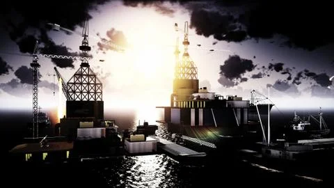 Oil rig  platform Illustrazione stock