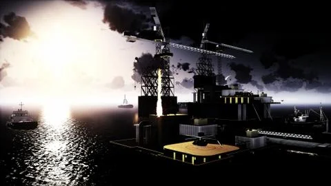 Oil rig  platform Stock Illustration