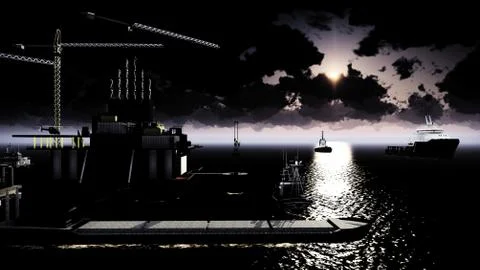 Oil rig  platform Stock Illustration