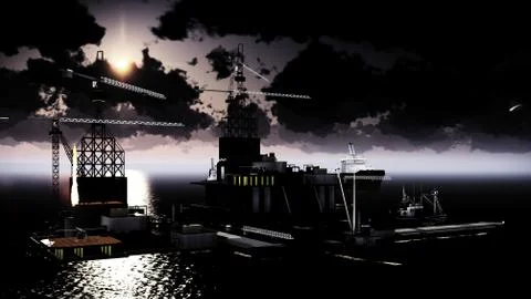 Oil rig  platform Stock Illustration