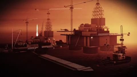 Oil rig  platform Stock Illustration