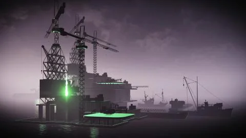 Oil rig  platform Stock Illustration