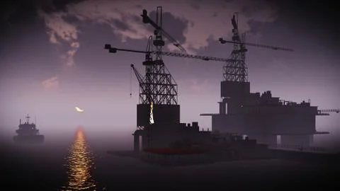 Oil rig  platform 库存插图