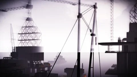 Oil rig  platform Stock Illustration