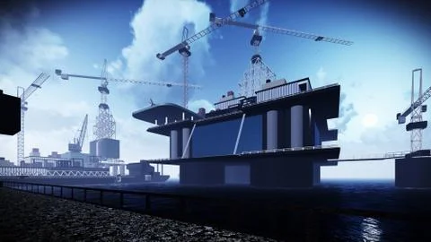 Oil rig  platform Stock Illustration