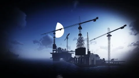 Oil rig  platform Illustration