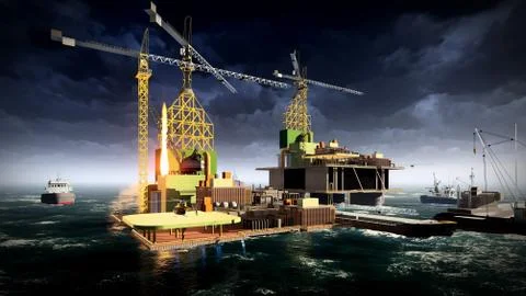 Oil rig  platform Stock Illustration