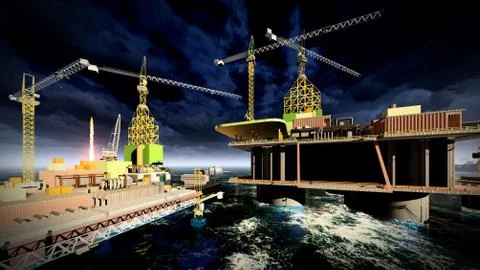 Oil rig  platform Stock Illustration