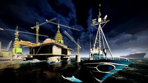 Oil rig  platform Stock Illustration