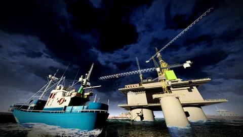 Oil rig  platform Stock Illustration