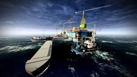Oil rig  platform Illustrazione stock