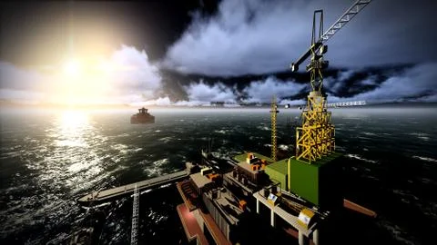 Oil rig  platform 库存插图