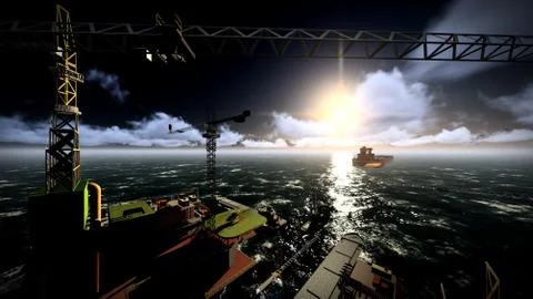 Oil rig  platform Stock Illustration